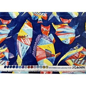 Multi-Colored Fish Fabric by JoAnn Fabrics Cotton 1 yard- NWOT